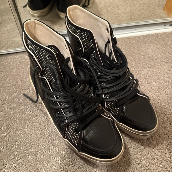 Saint Laurent Black and White High-Top Sneakers - Picture 1 of 6